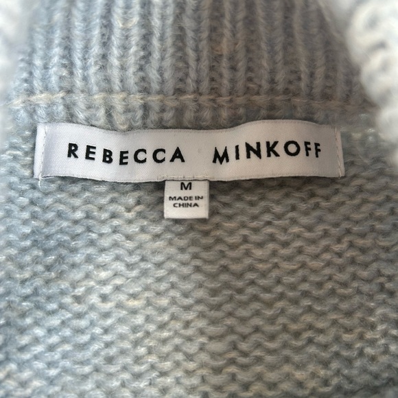 Rebecca Minkoff Brittany pale blue multi stripe mock neck wool blend sweater - Picture 13 of 16